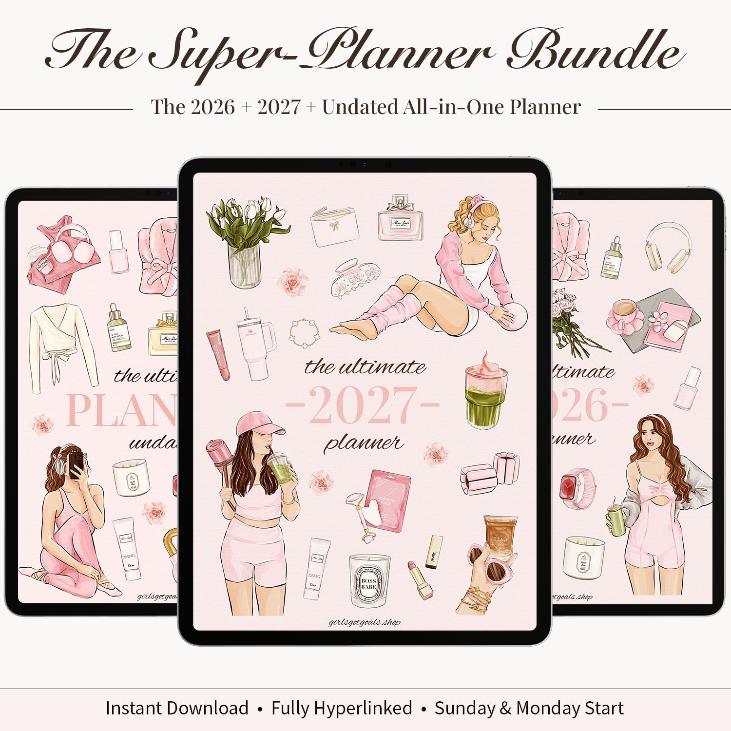Digital Planner Bundle 2026 + 2027 + Undated | All-in-One – Girls Got Goals
