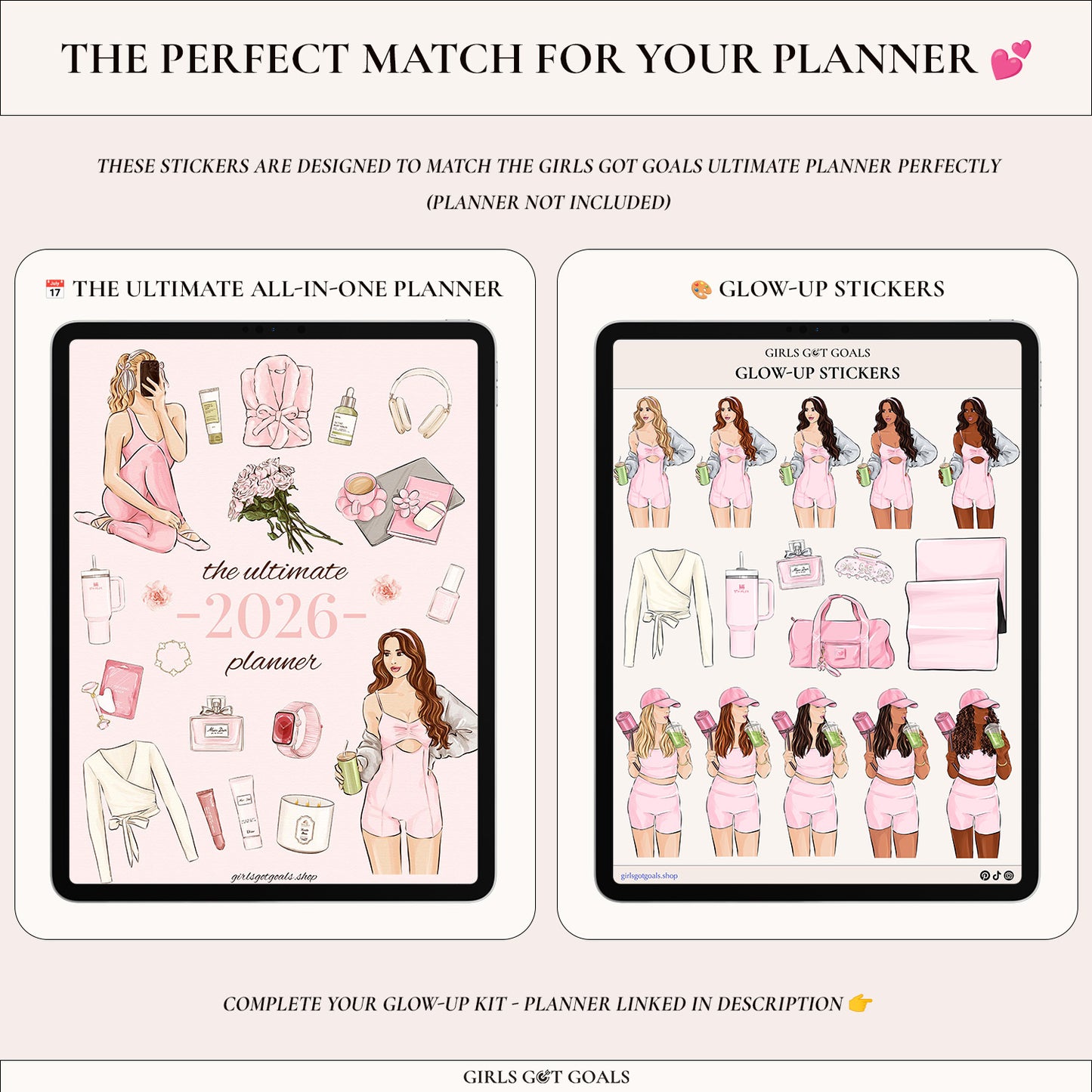 Digital Hand-Drawn Glow Up Stickers