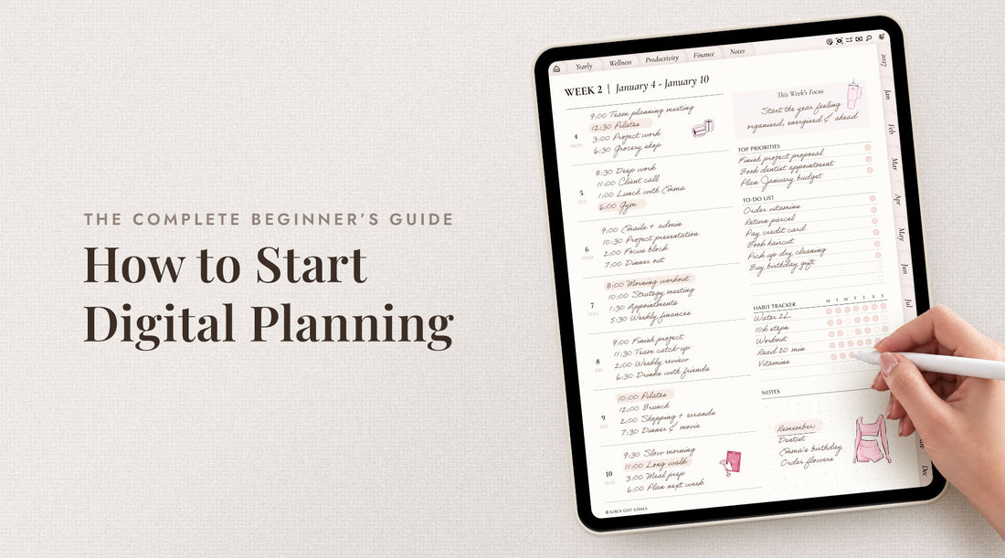 How to start digital planning, a tablet of a weekly digital planner on a tablet