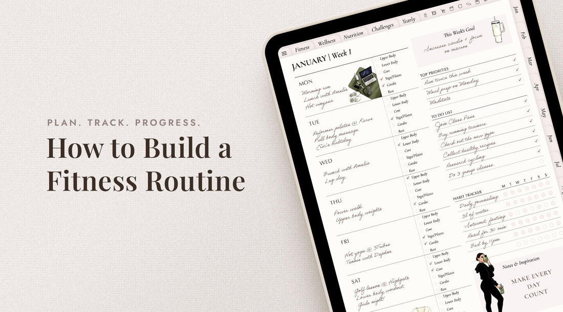 Digital fitness planner showing a planned weekly workout routine