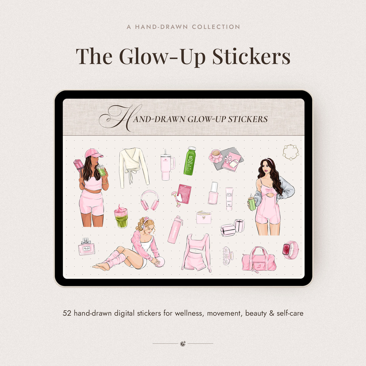 Digital Hand-Drawn Glow-Up Stickers