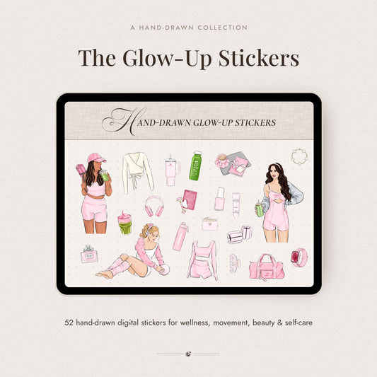 Digital Hand-Drawn Glow-Up Stickers