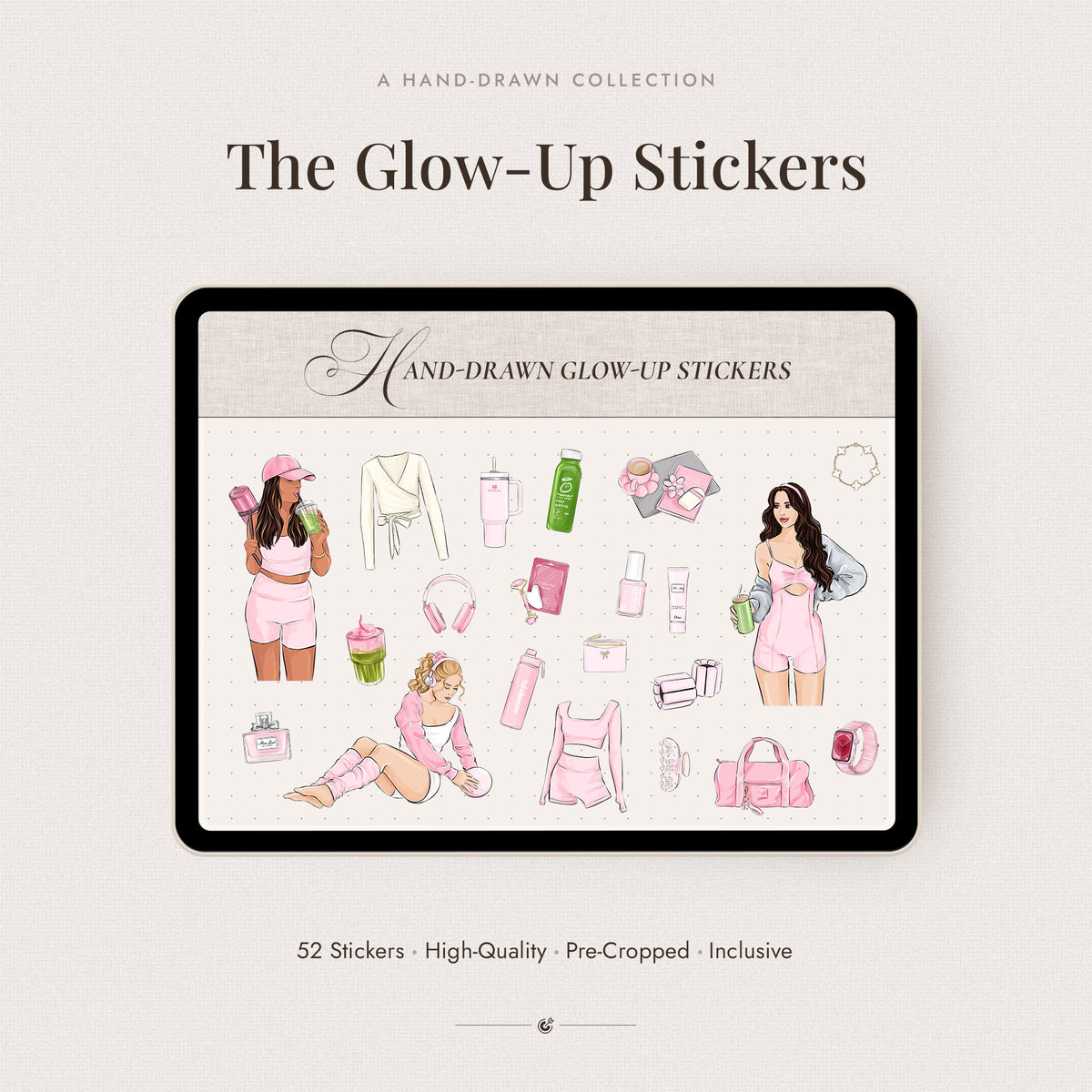 Digital Hand-Drawn Glow-Up Stickers