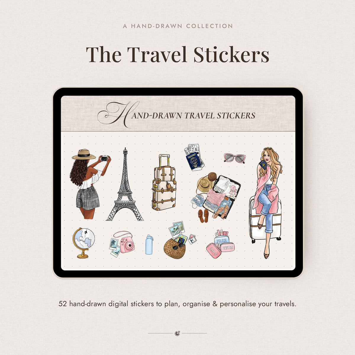 Digital Hand-Drawn Travel Stickers