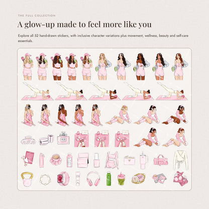 Digital Hand-Drawn Glow-Up Stickers