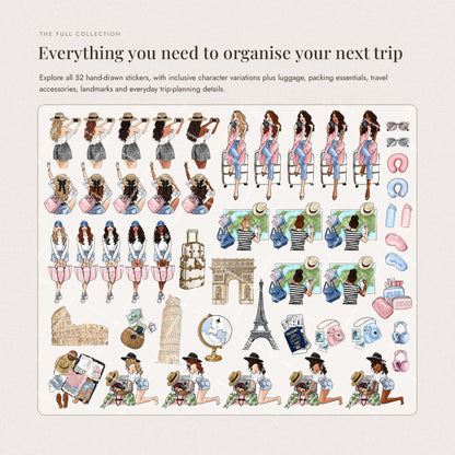 Digital Hand-Drawn Travel Stickers