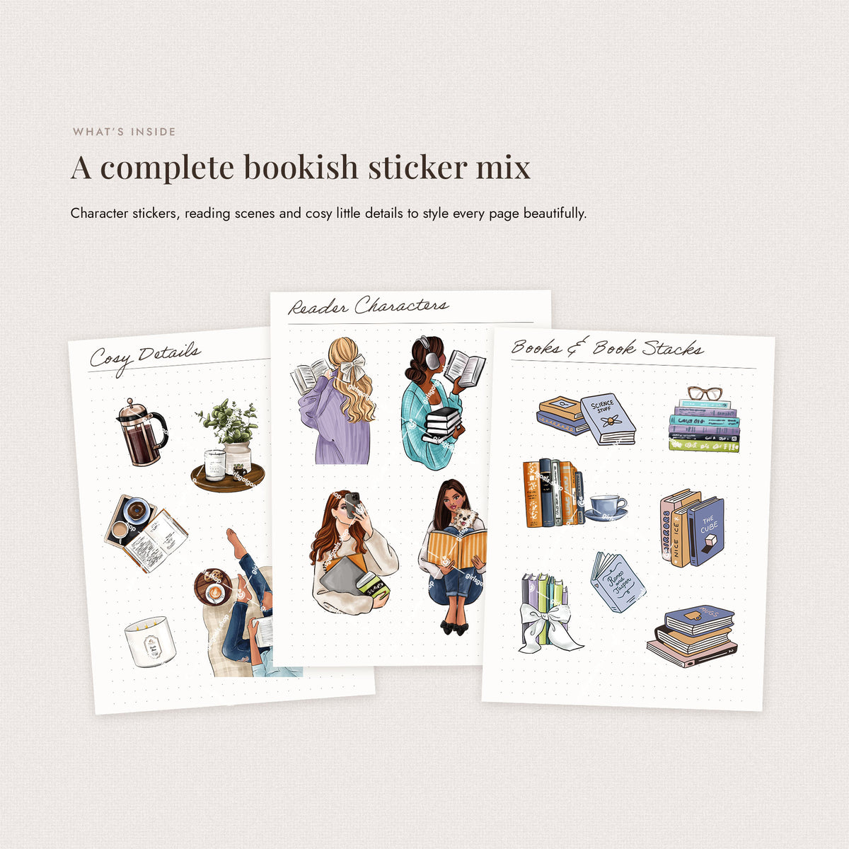 Digital Hand-Drawn Reading Stickers