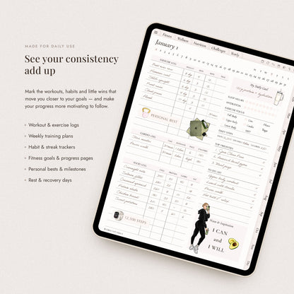 Digital Hand-Drawn Fitness Stickers