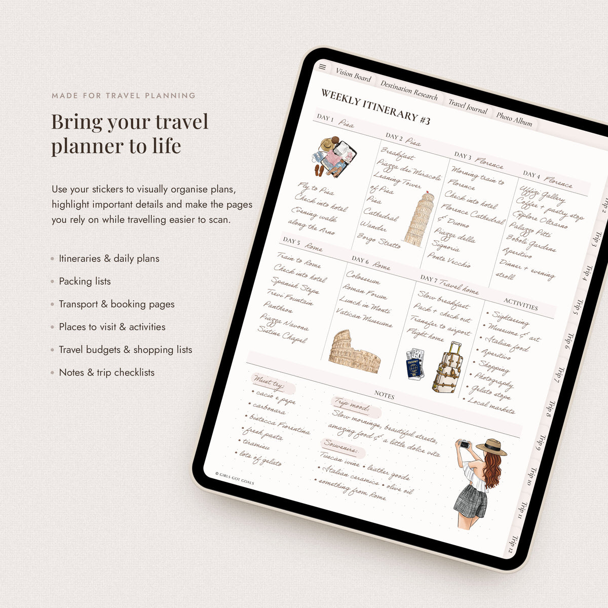 Digital Hand-Drawn Travel Stickers