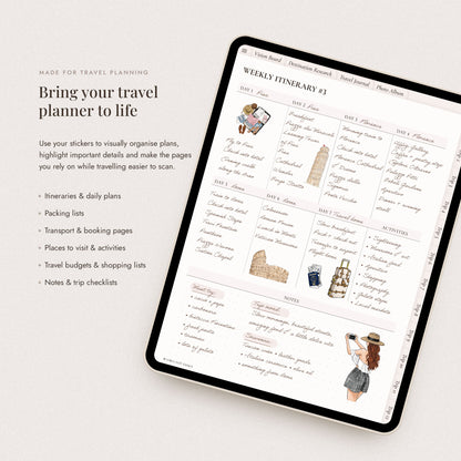 Digital Hand-Drawn Travel Stickers