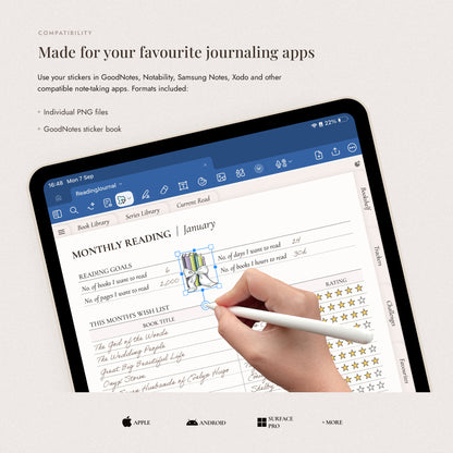 Digital Hand-Drawn Reading Stickers