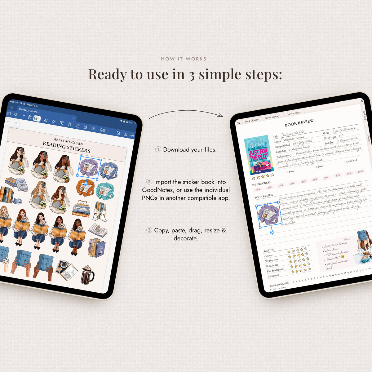 Digital Hand-Drawn Reading Stickers