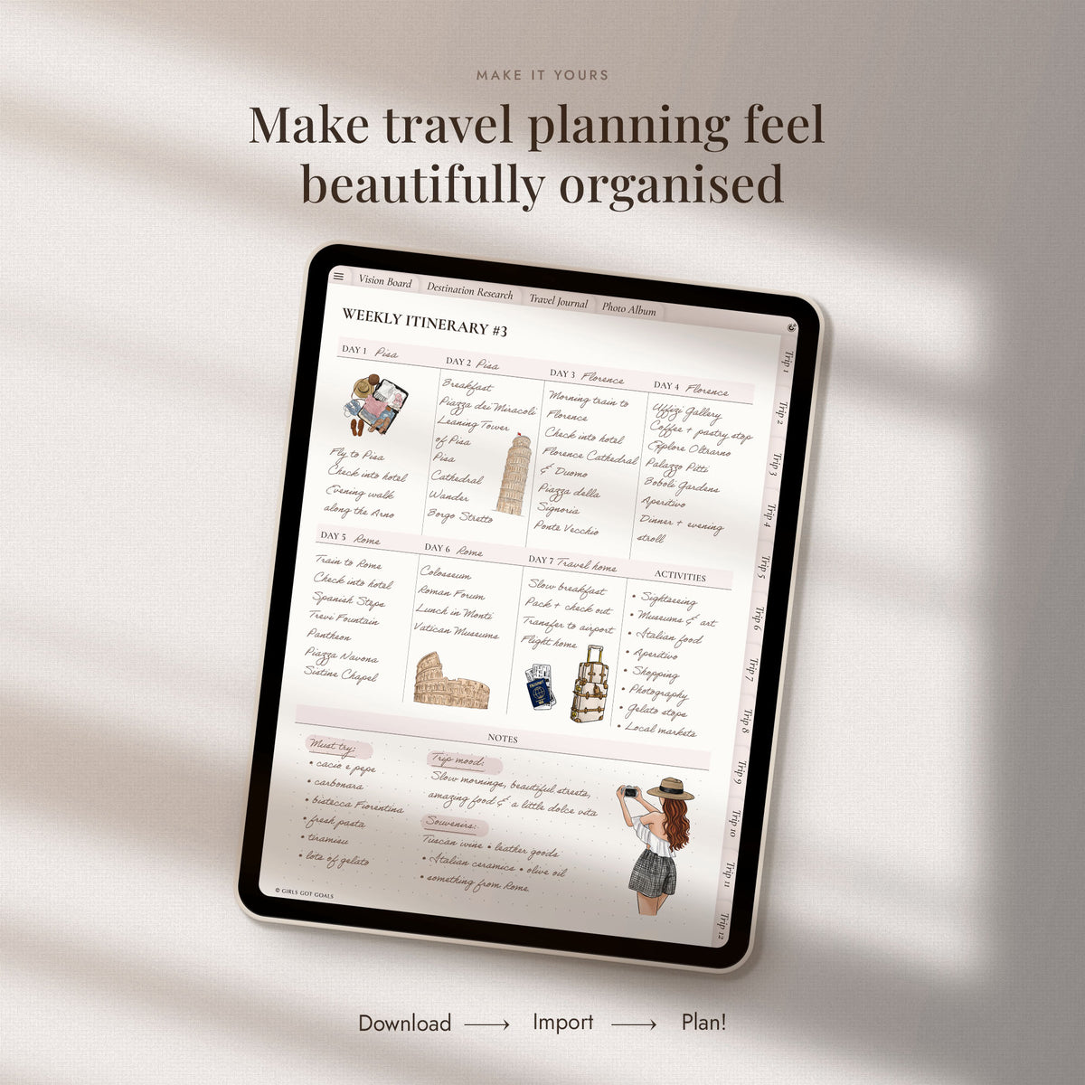 Digital Hand-Drawn Travel Stickers
