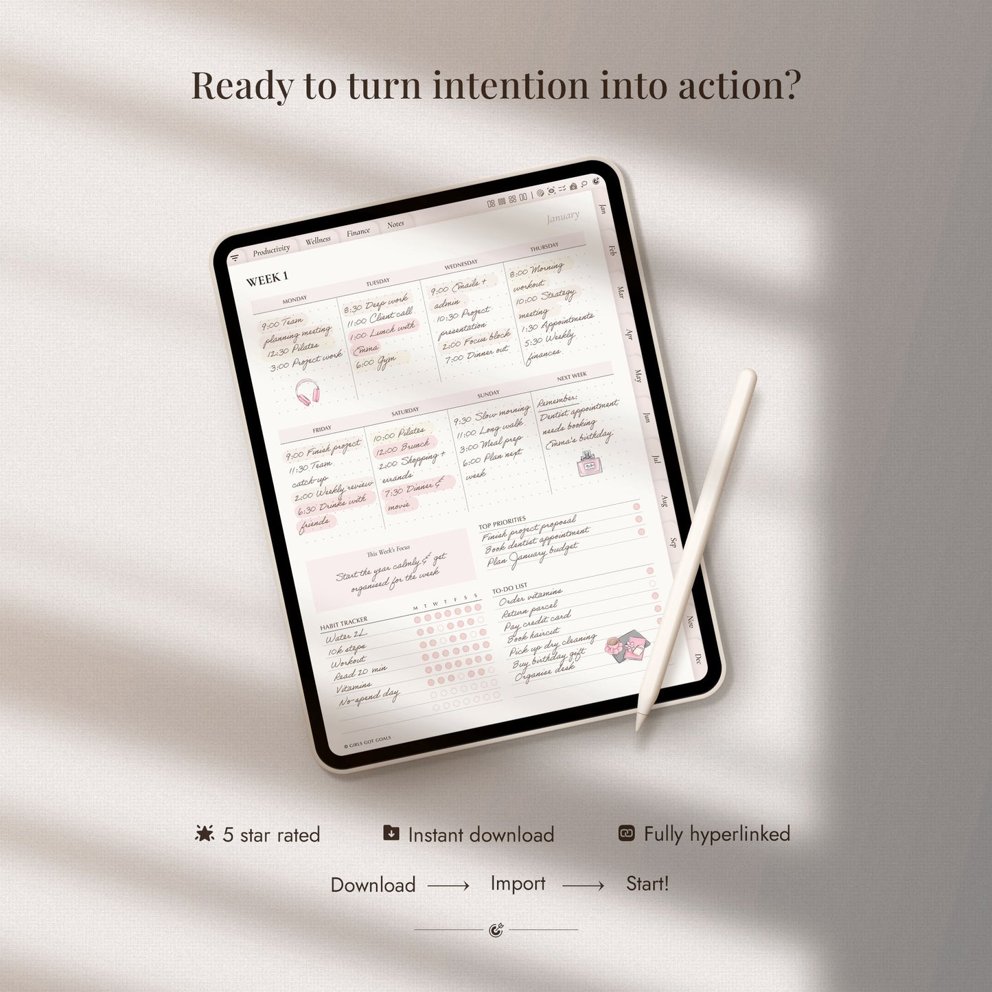Undated Digital All-In-One Planner
