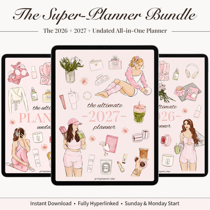 2026 + 2027 + Undated Digital Planner Bundle