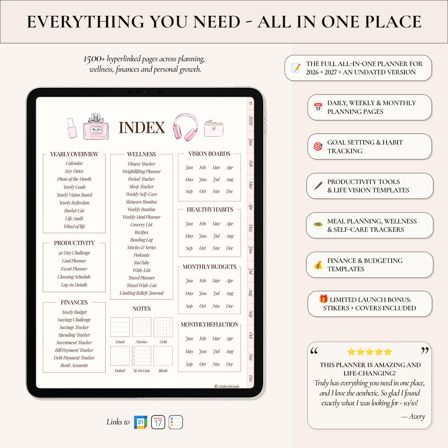 2026 + 2027 + Undated Digital Planner Bundle