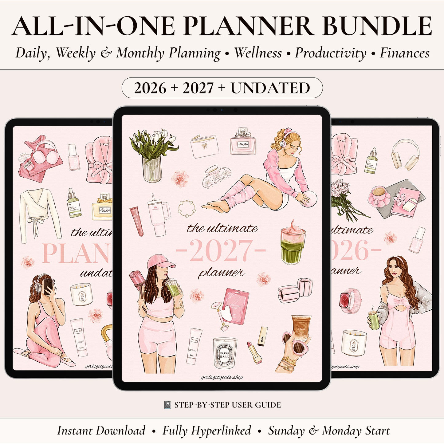 2026 + 2027 + Undated Digital Planner Bundle