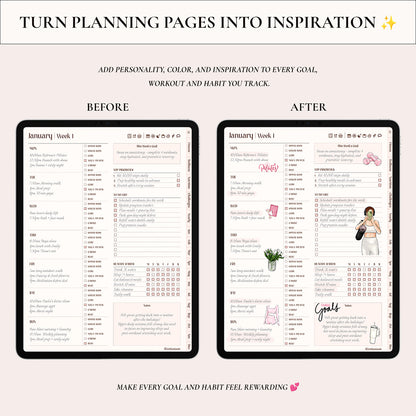 Digital Hand-Drawn Fitness Stickers