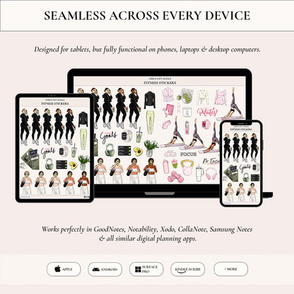 Digital Hand-Drawn Fitness Stickers