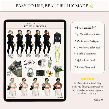 Digital Hand-Drawn Fitness Stickers