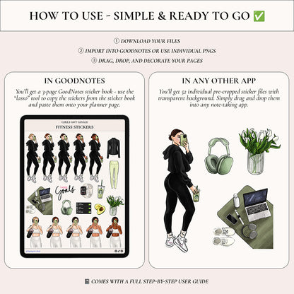 Digital Hand-Drawn Fitness Stickers