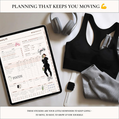 Digital Hand-Drawn Fitness Stickers