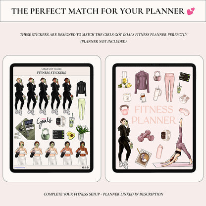 Digital Hand-Drawn Fitness Stickers