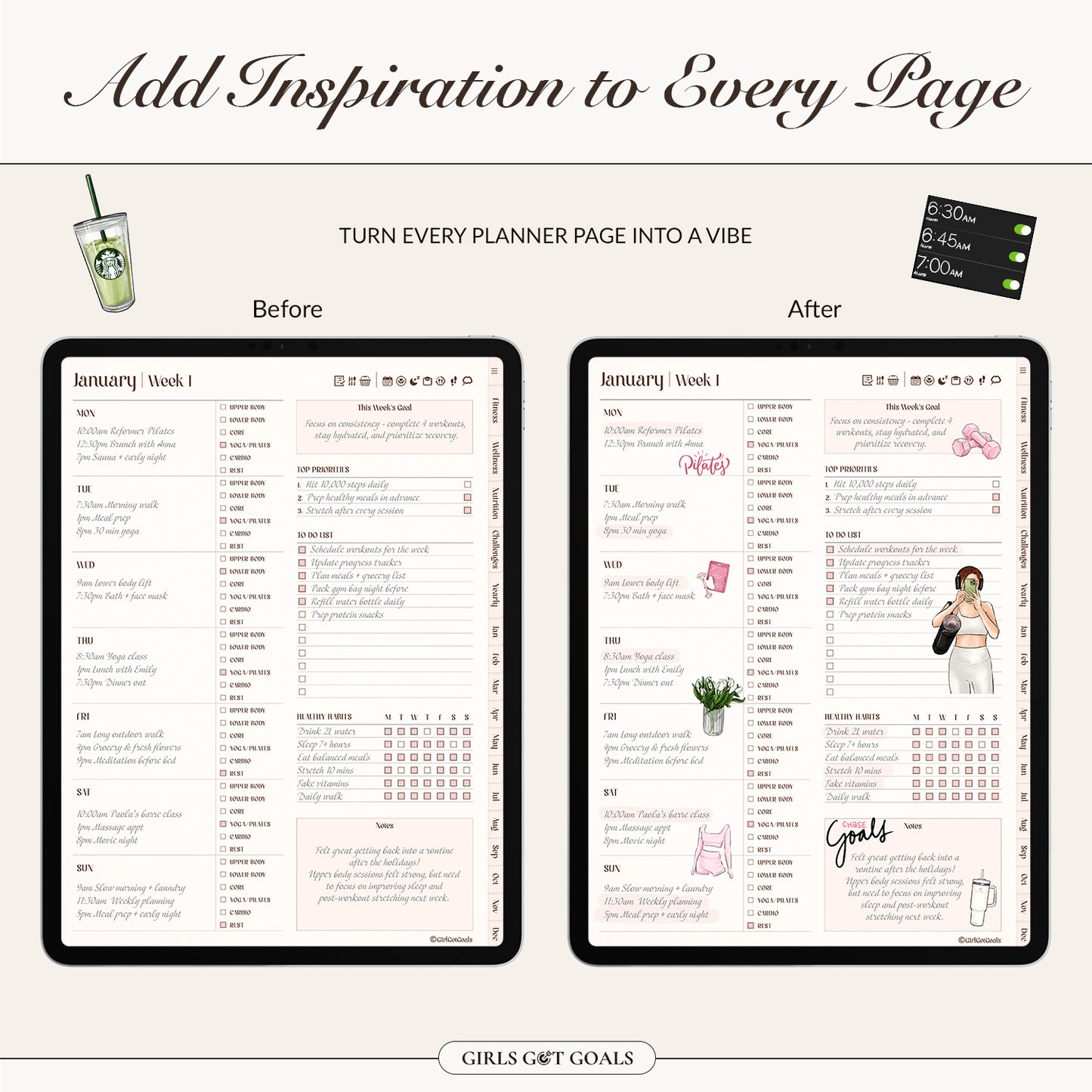 Digital Hand-Drawn Fitness Stickers