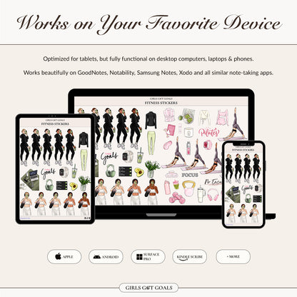 Digital Hand-Drawn Fitness Stickers