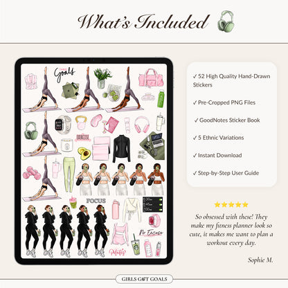 Digital Hand-Drawn Fitness Stickers