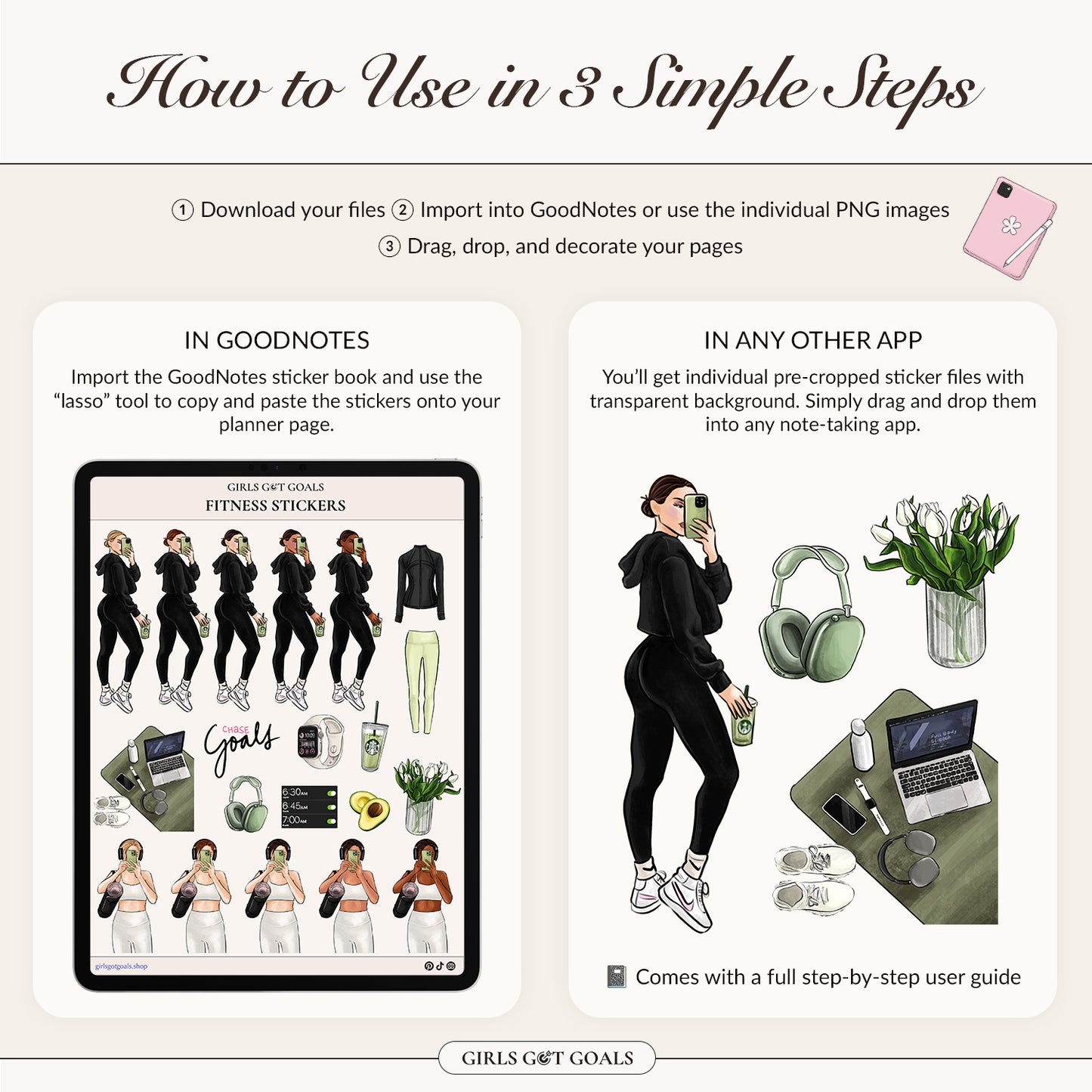 Digital Hand-Drawn Fitness Stickers