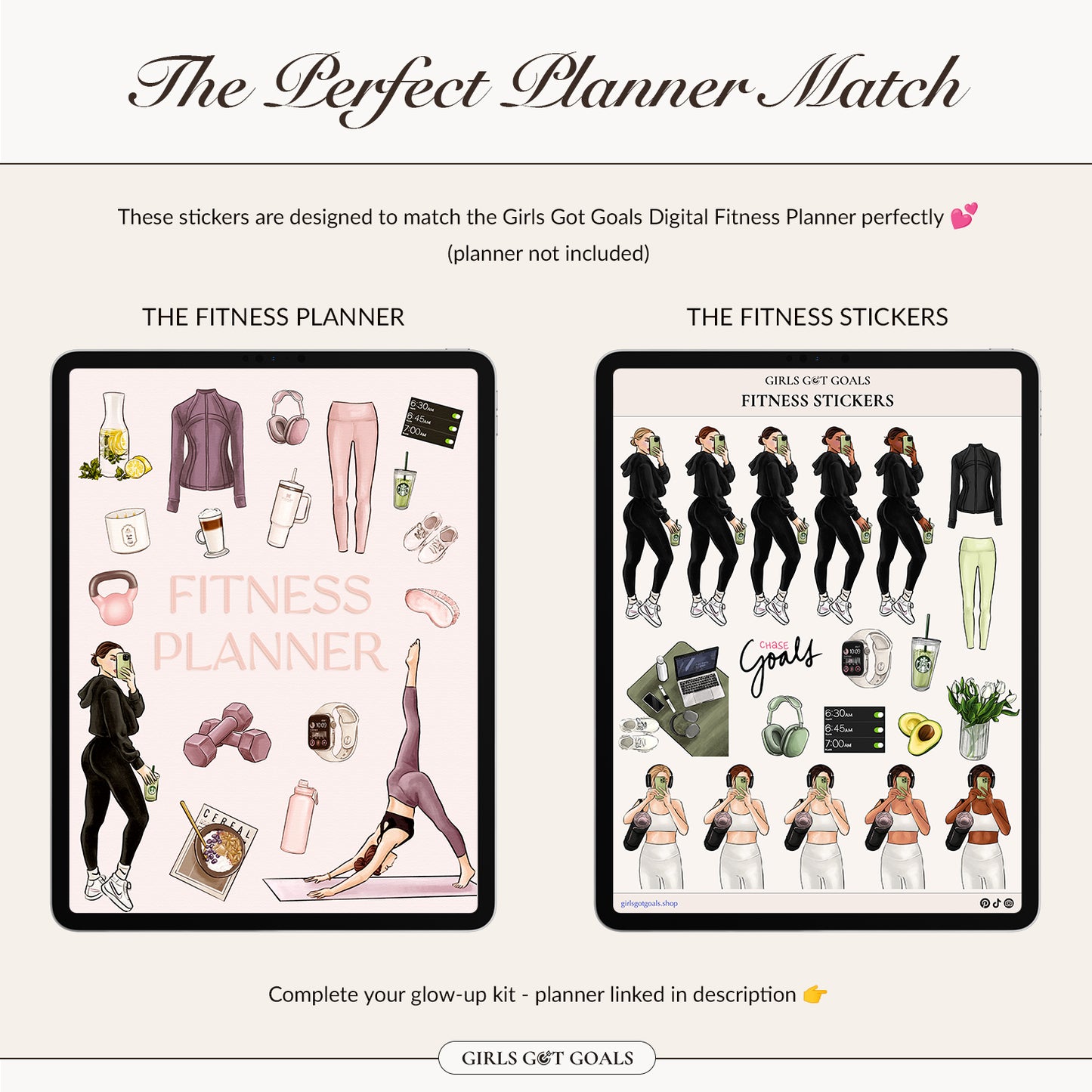 Digital Hand-Drawn Fitness Stickers