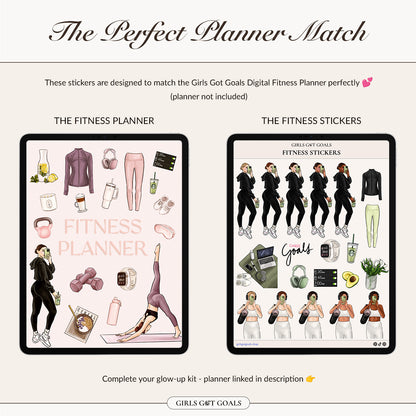 Digital Hand-Drawn Fitness Stickers