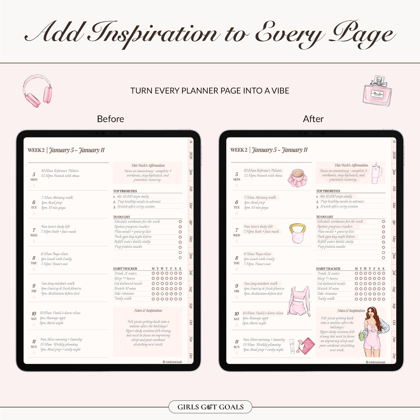 Digital Hand-Drawn Glow Up Stickers