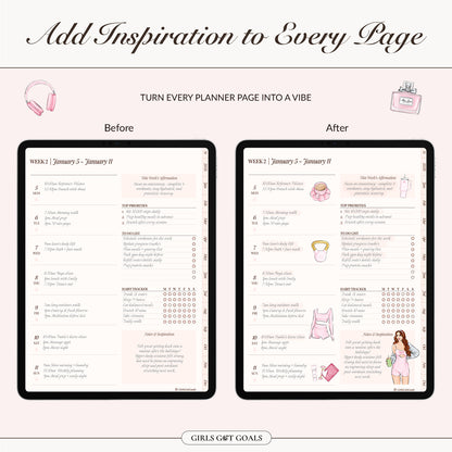 Digital Hand-Drawn Glow Up Stickers