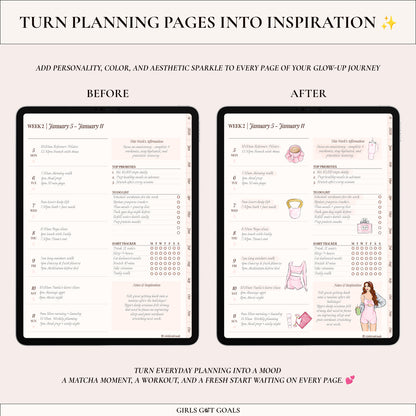 Digital Hand-Drawn Glow Up Stickers