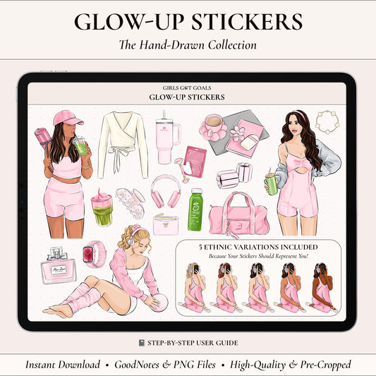 Digital Hand-Drawn Glow Up Stickers