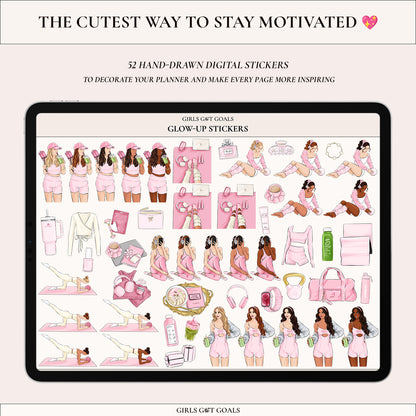 Digital Hand-Drawn Glow Up Stickers