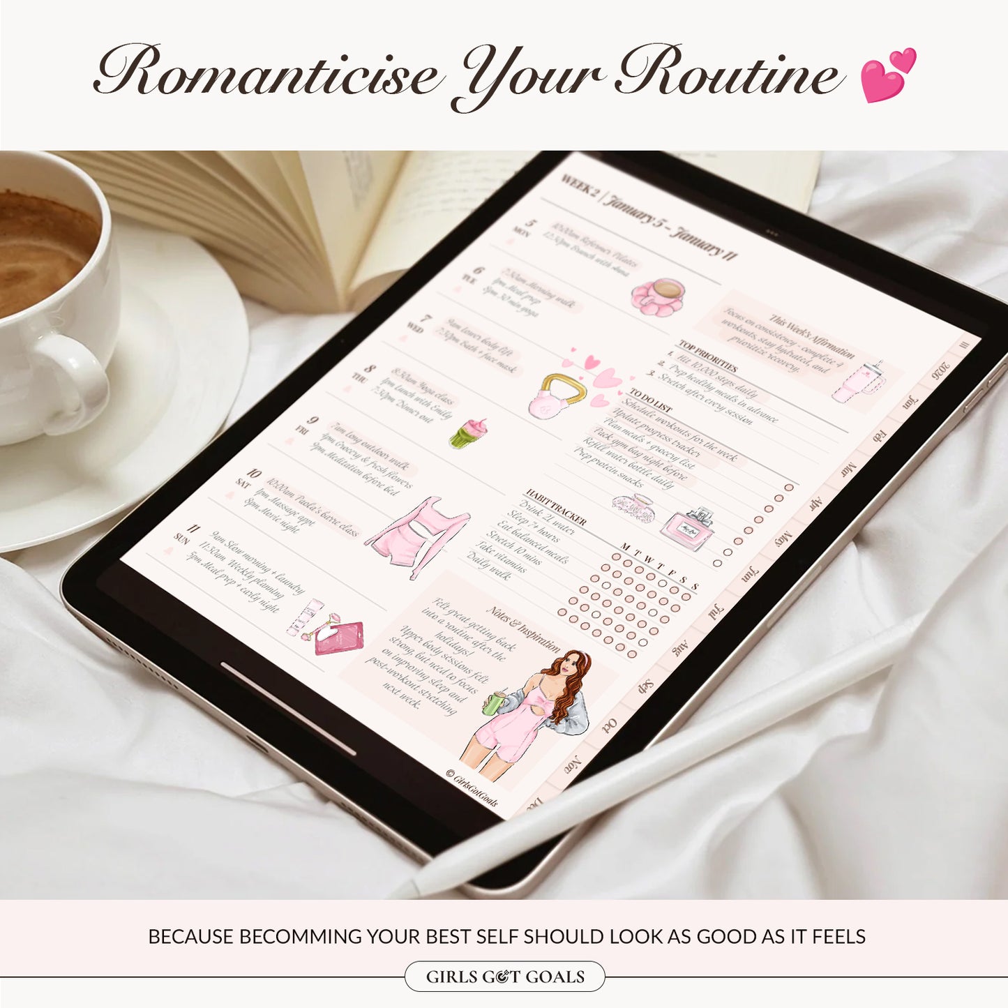 Digital Hand-Drawn Glow Up Stickers