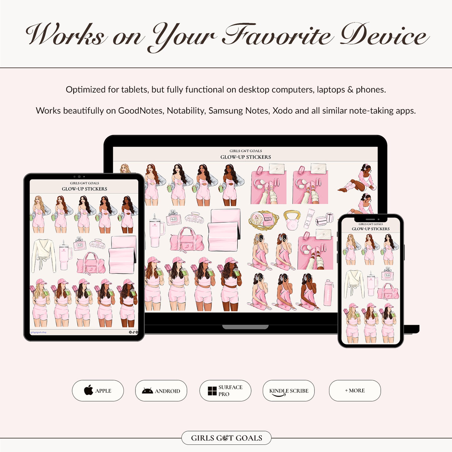 Digital Hand-Drawn Glow Up Stickers