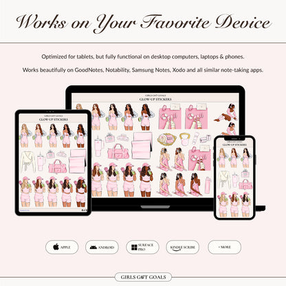 Digital Hand-Drawn Glow Up Stickers