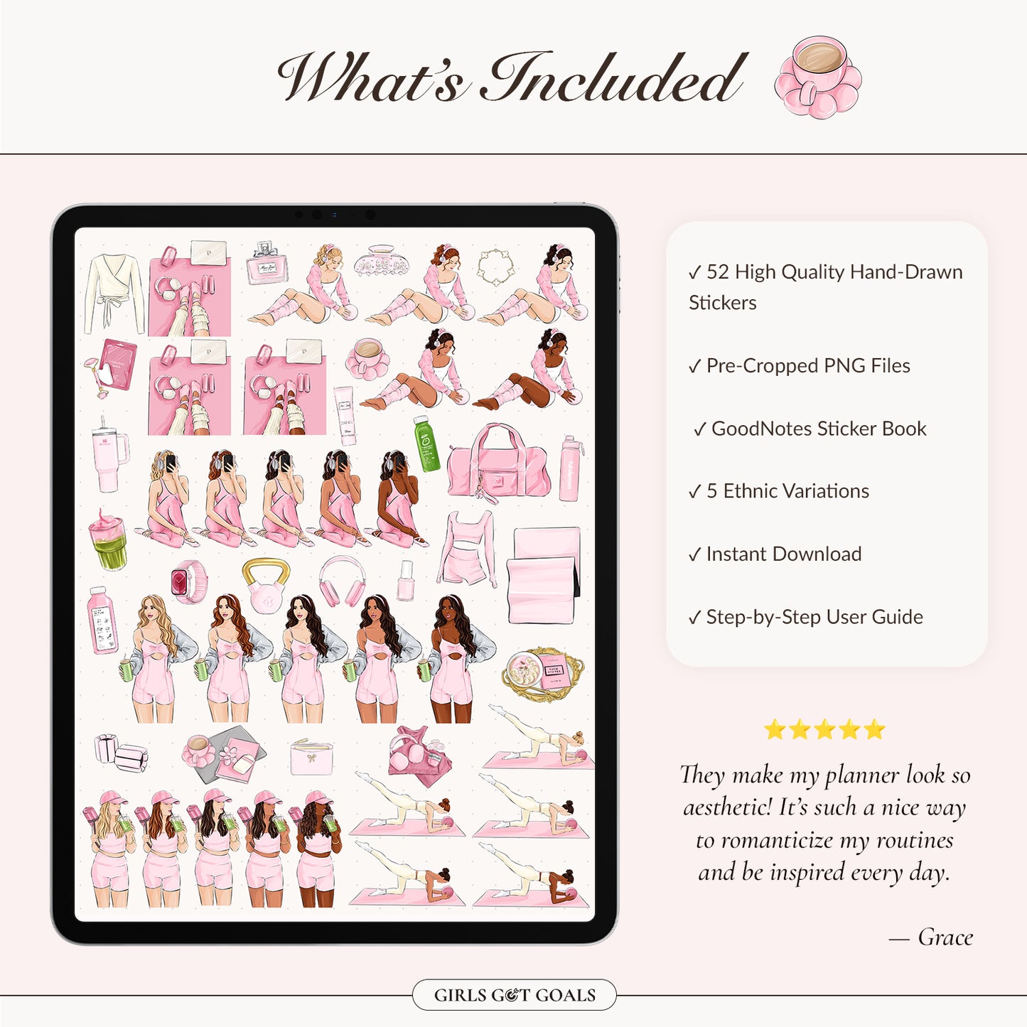 Digital Hand-Drawn Glow Up Stickers