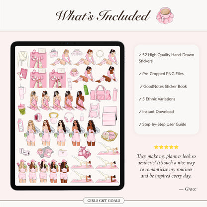 Digital Hand-Drawn Glow Up Stickers