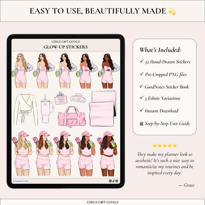 Digital Hand-Drawn Glow Up Stickers