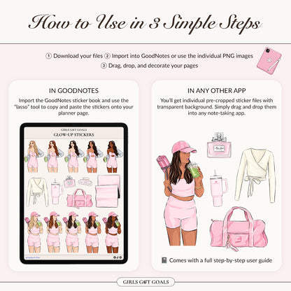 Digital Hand-Drawn Glow Up Stickers