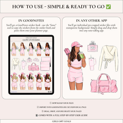 Digital Hand-Drawn Glow Up Stickers