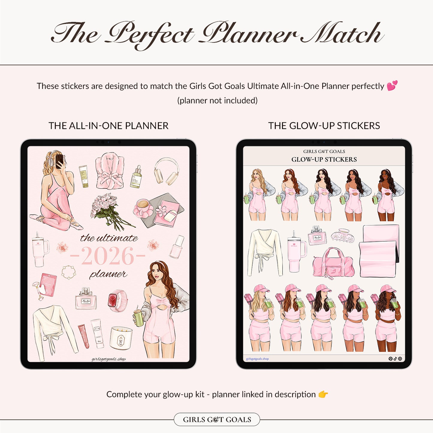 Digital Hand-Drawn Glow Up Stickers