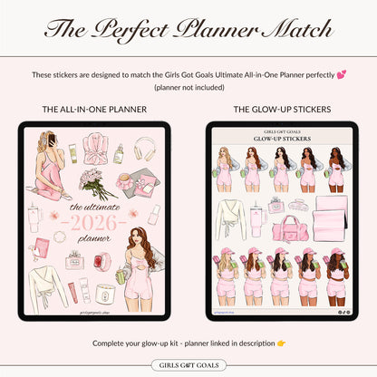 Digital Hand-Drawn Glow Up Stickers