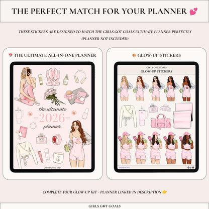 Digital Hand-Drawn Glow Up Stickers