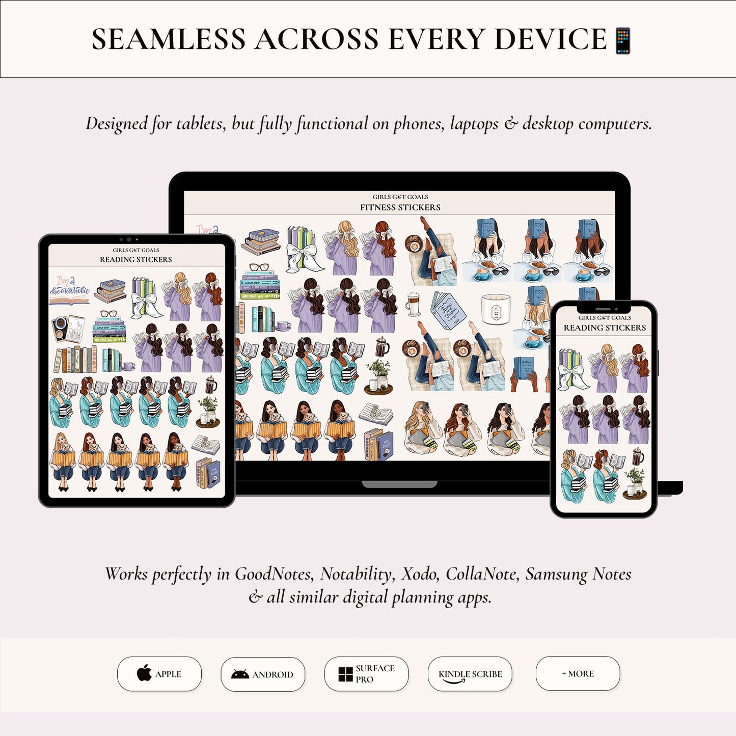 Digital Hand-Drawn Reading Stickers